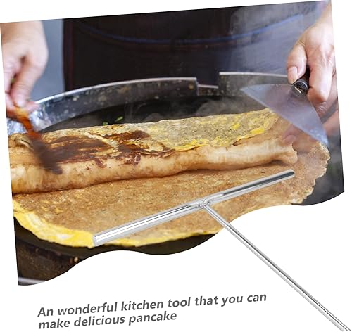 Miniatura 8 de Hemoton Sartén antiadherente Espátula de metal Espátula de metal en forma de T de acero inoxidable Crepe Maker Esparcidores de cocina Herramienta