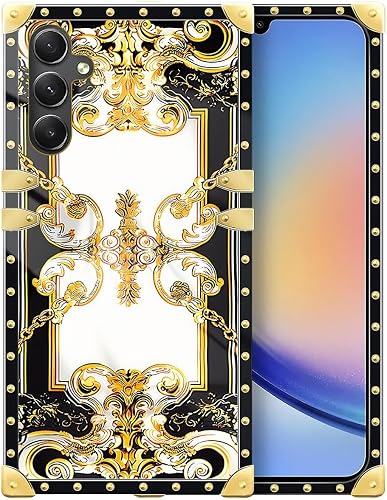 WANKBLC Compatible with Samsung Galaxy A14 5G Case, Gold Grain Flowers Luxury Go