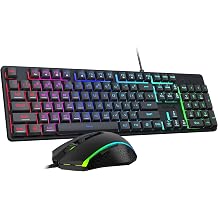 Redragon Updated S107 Gaming Keyboard and Mouse, RGB Gaming Keyboard and 10000 DPI Mouse Combo with 25-Key Anti-Ghosting, 1K Hz Programmable Mice with Software, Plug &amp; Play to PC, Laptop [Upgrade]