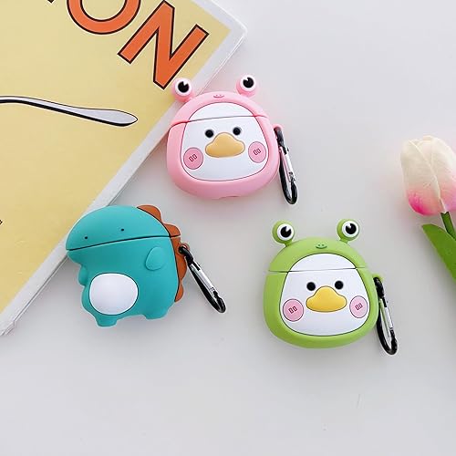 Miniatura 2 de wifantien - Linda funda 3D para AirPod 21er, diseño 3D de dibujos animados para mujeres y niñas, niños, a la moda, kawaii, rana, pato y dinosaurio,