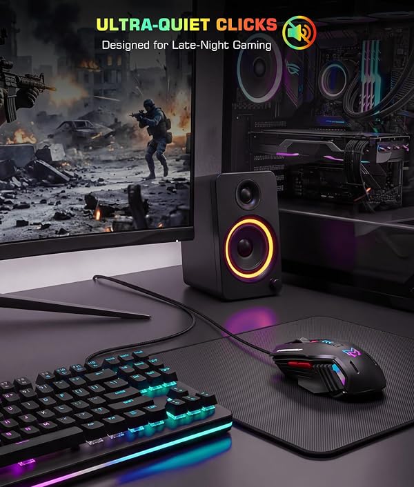 Keesany Customizable Wired Gaming Mouse with 6 Adjustable DPI, 6 Programmable Buttons, Silent Clicks, RGB Lighting & Wide Compatibility for Gaming, Office & Daily Use by Keesany - Image 6