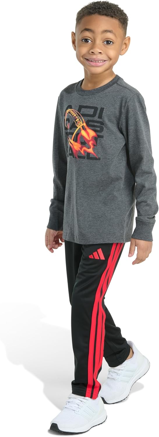 adidas boys 2-piece Long Sleeve Sport Graphic Tee & Pant Set - Image 3
