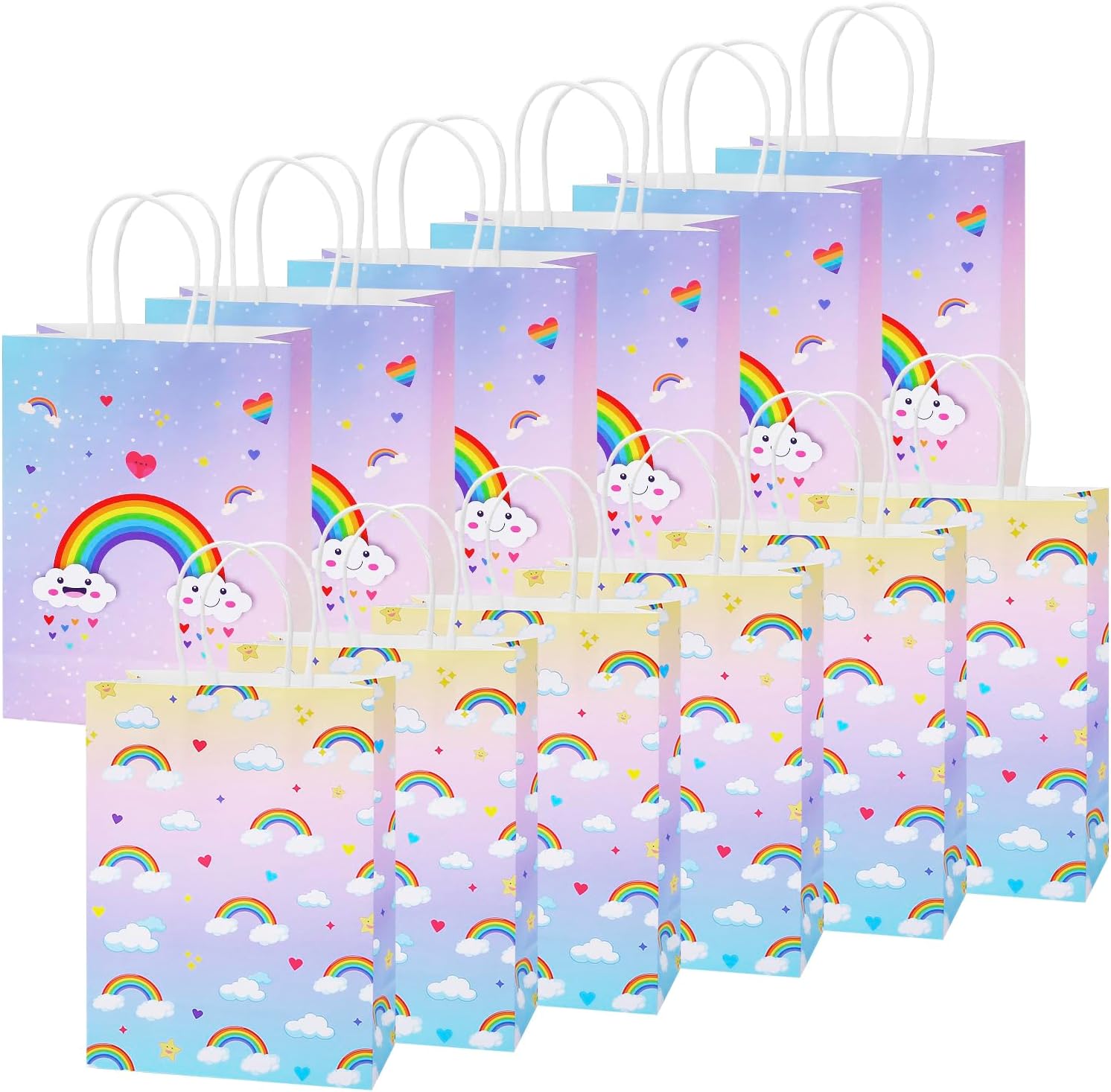 Sacchetti Regalo Di Carta 10 Pezzi - Bianco Opaco Con Manici Corda | 11.5x14.5x6.5cm | Per Boutique E Eventi