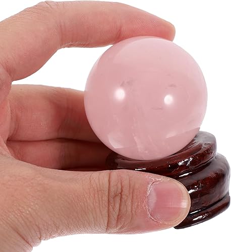 Miniatura 4 de VANZACK Adorno de bola de cristal, esfera de cristal de cuarzo rosa con soporte, figura de escultura de bola, manualidades de bolas de cristal,