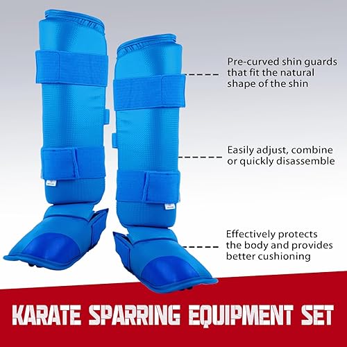 Miniatura 3 de Juego de 6 piezas de equipo de combate de karate que incluye guantes de karate, espinilleras de karate, zapatos de karate, equipo de entrenamiento