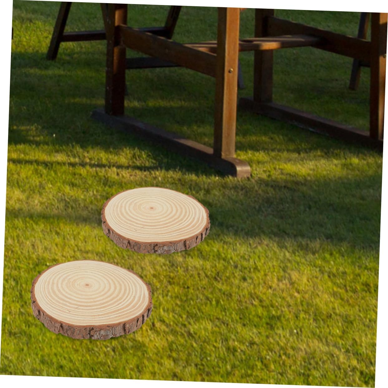 Sosoport 2pcs Outdoor Garden Wood Slice Stepping Decorative Lawn Paver for Walkways Decor Thickness for Home and Use