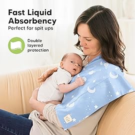 Organic Burp Cloths Baby Boy, Girl - 6-Pack Large Cotton Burping Cloths for Babies, Spit Up Rags, Super Absorbent, Ultra Soft Newborn Rag, Gender Neutral, Machine Washable, Durable(Constellation)