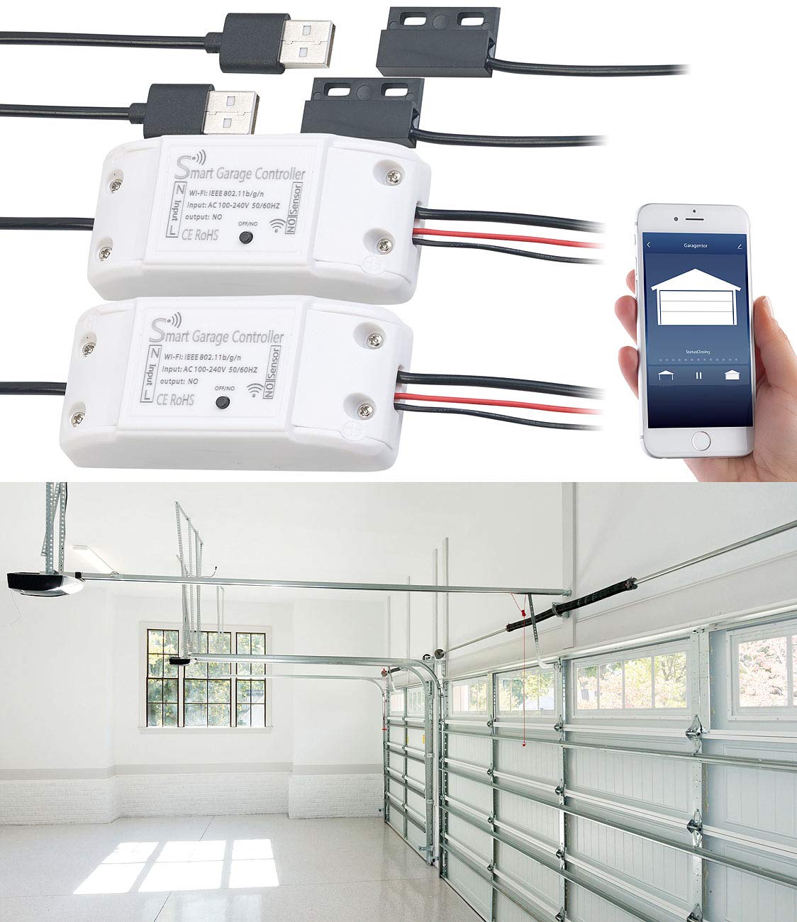 VisorTech controllo cancello: Set da 2 Ricevitore WLAN per azionamento del cancello, compatibile con Siri e Google Assistant