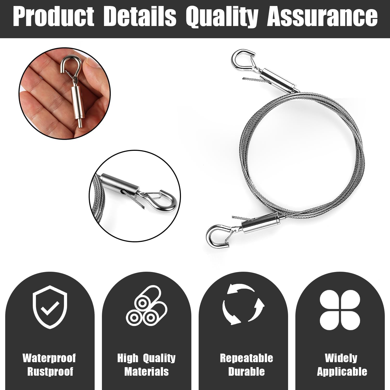 2pcs Adjustable Picture Hanging Wire with Hook, 9.84ft x 0.06 Inch Heavy Duty Picture Hangers Sturdy Stainless Steel Photo Frame Hanging Wire for Holding Up to 53lbs