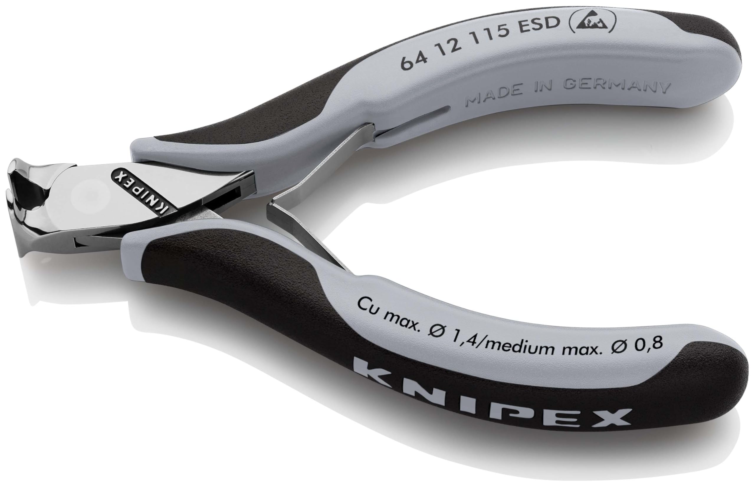 KNIPEX Elektronik-Vornschneider ESD mit Mehrkomponenten-Hüllen 115 mm, 64 12 115 ESD