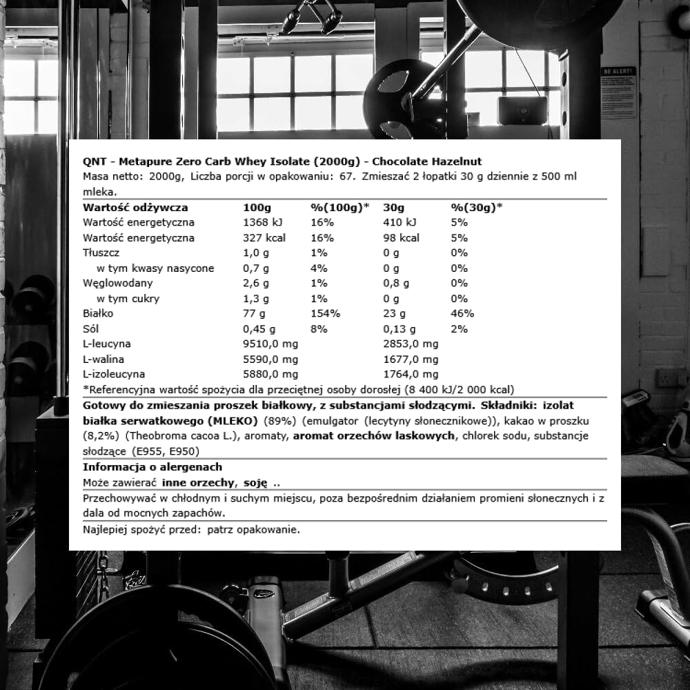 QNT Metapure Zero Carb Whey Isolate (2000g) Noisettes au chocolat