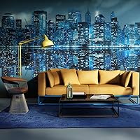 Vista 8 de artgeist Mural de pared Nueva York, 77 x 61 pulgadas, adhesivo autoadhesivo para pared, diseño de foto extraíble, decoración del hogar, paisaje