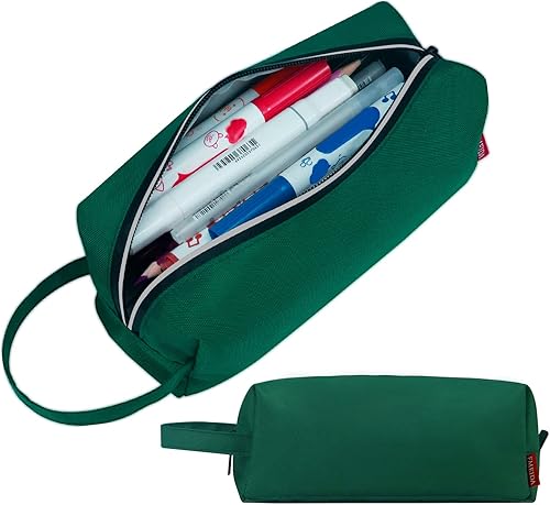 Fmeida Estuche grande astético, organizador de lápices simple, bolsa portátil con asa de fácil agarre y bucle, suministros de oficina, papelería,