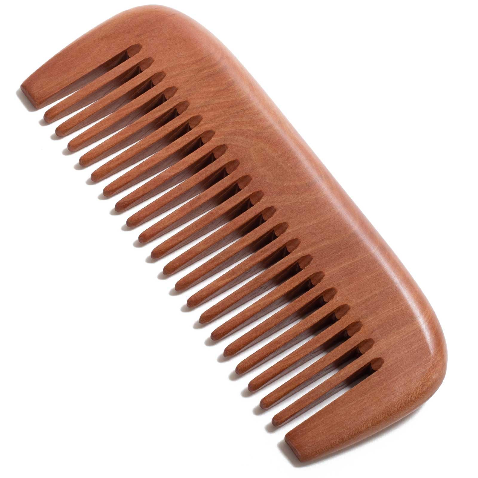 Peine de madera de dientes medianos para mujeres y hombres, madera de melocotón