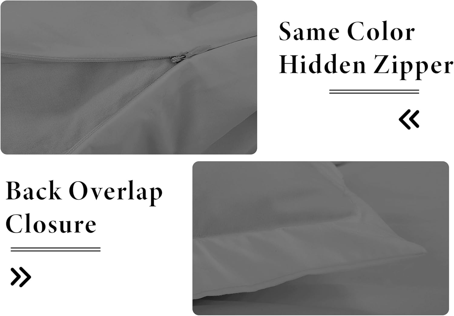 ROYALE LINENS Grey Duvet Cover Queen Size - 3 Piece Bedding Comforter Covers - Zipper Closure - 1 Queen Duvet Cover 90x90 inches and 2 Pillow Shams - No Comforter Included