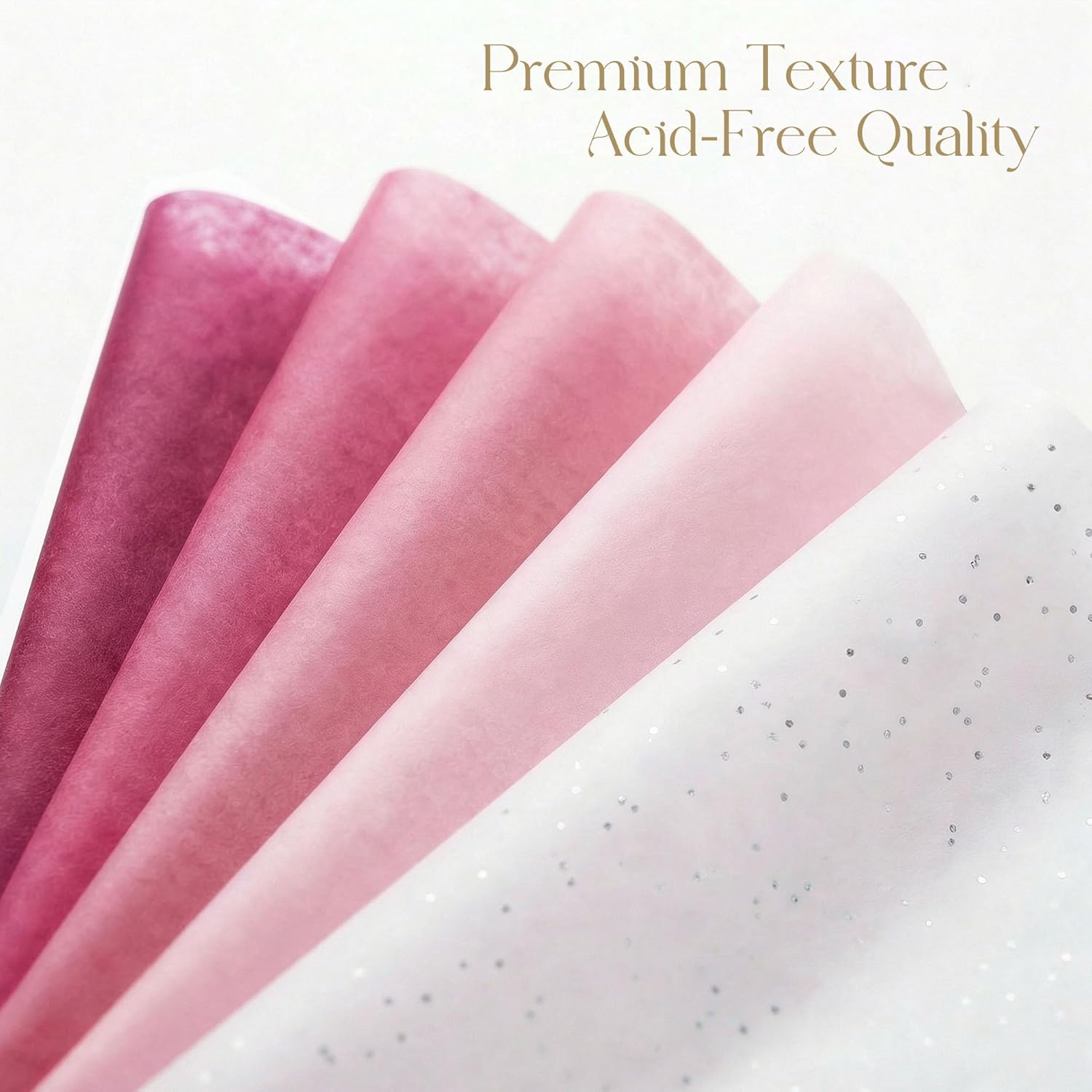 UNIQOOO 500 Sheets Pink Tissue Paper Bulk, 5 Colors Tissue Paper for Gift Bags Gift Wrap Supplies Bulk for Crafts Party Decorations Art Projects, 20x14 Inch