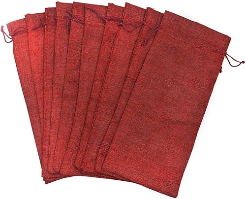 Miniatura 61 de 10 bolsas de regalo de vino de arpillera, con cordón, de lino, champán, bolsa para botella de vino, Navidad, boda, cumpleaños, fiesta, bolsas