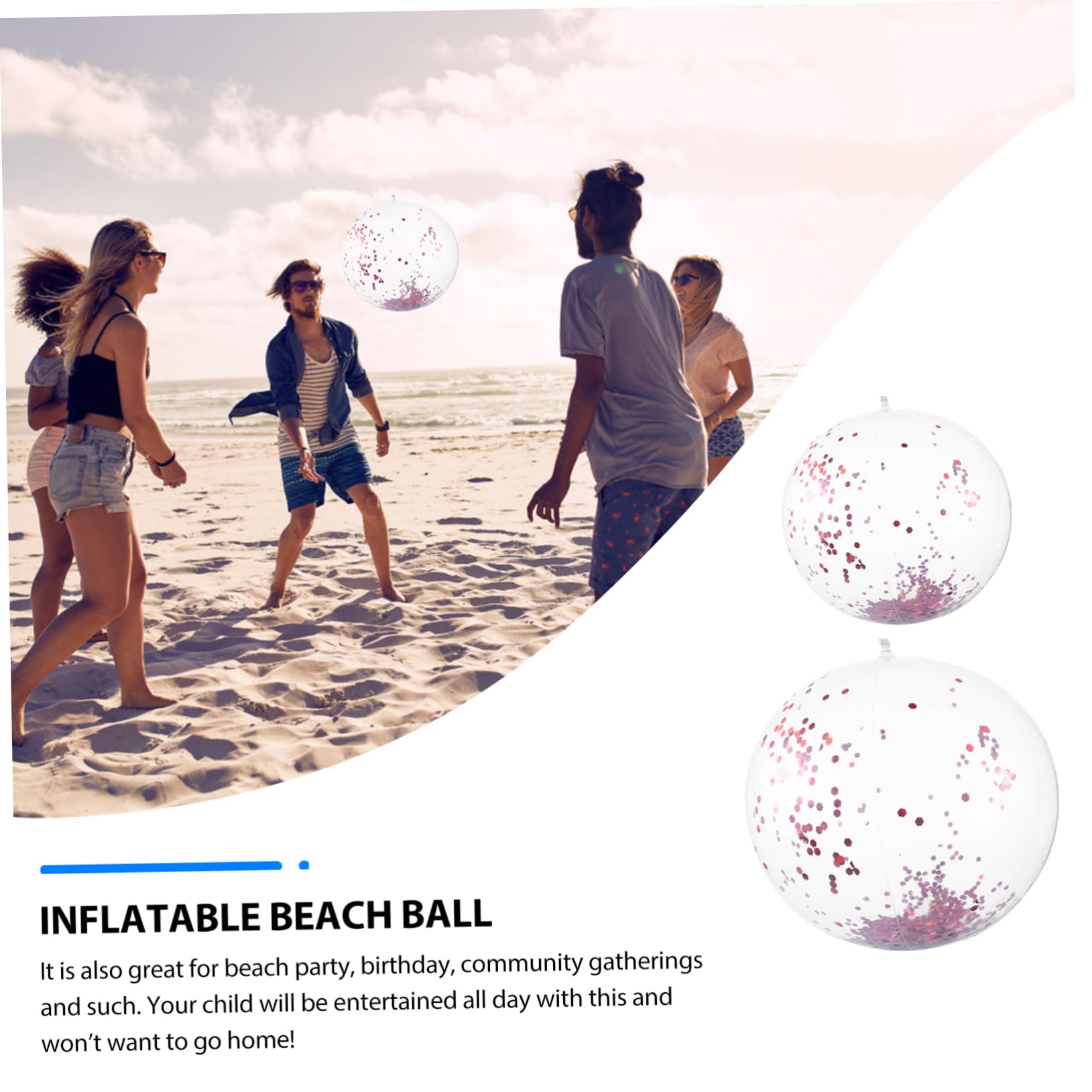 Hohopeti 4pcs Inflatable Transparent Beach Ball Scrap Design for Indoor and Outdoor Fun for Pool and Beach Parties