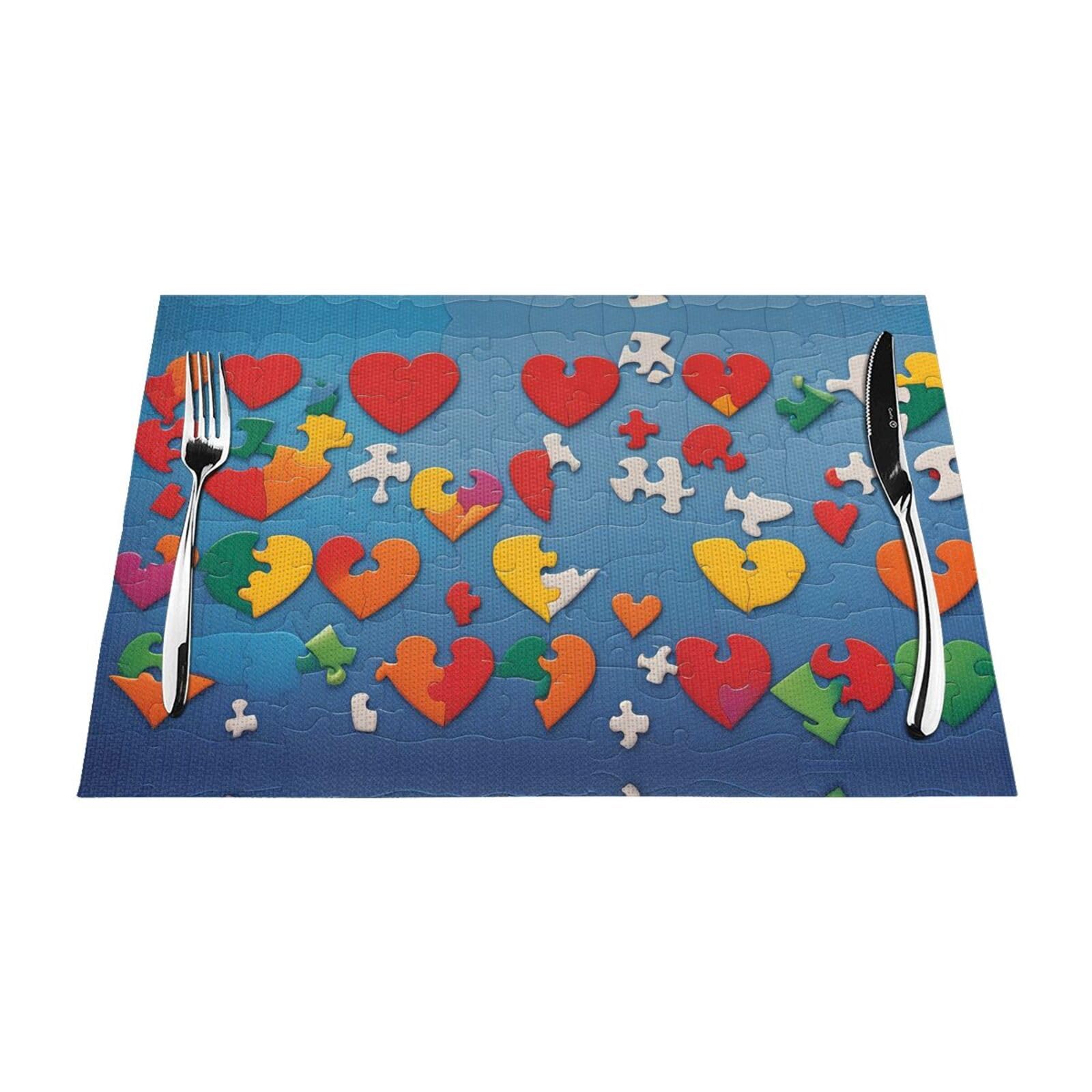 Sets de table autisme cœur protège table thermique facile à laver