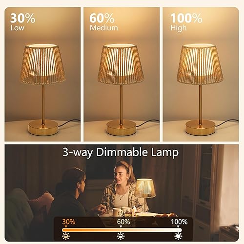 Miniatura 45 de Juego de 2 lámparas táctiles para mesita de noche, pequeña lámpara de mesa moderna para dormitorio, sala de estar, mesita de noche, lámpara