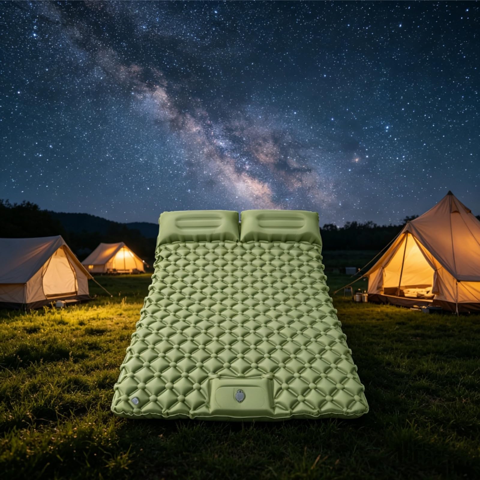Générique Tapis de Camping Gonflable Double Couche Ultra léger 190x120cm Tapis de Camping Auto - Gonflable Coussin d'air Portable étanche Compact 33x17cm pour Camping, Plage, Tente (Gris foncé)