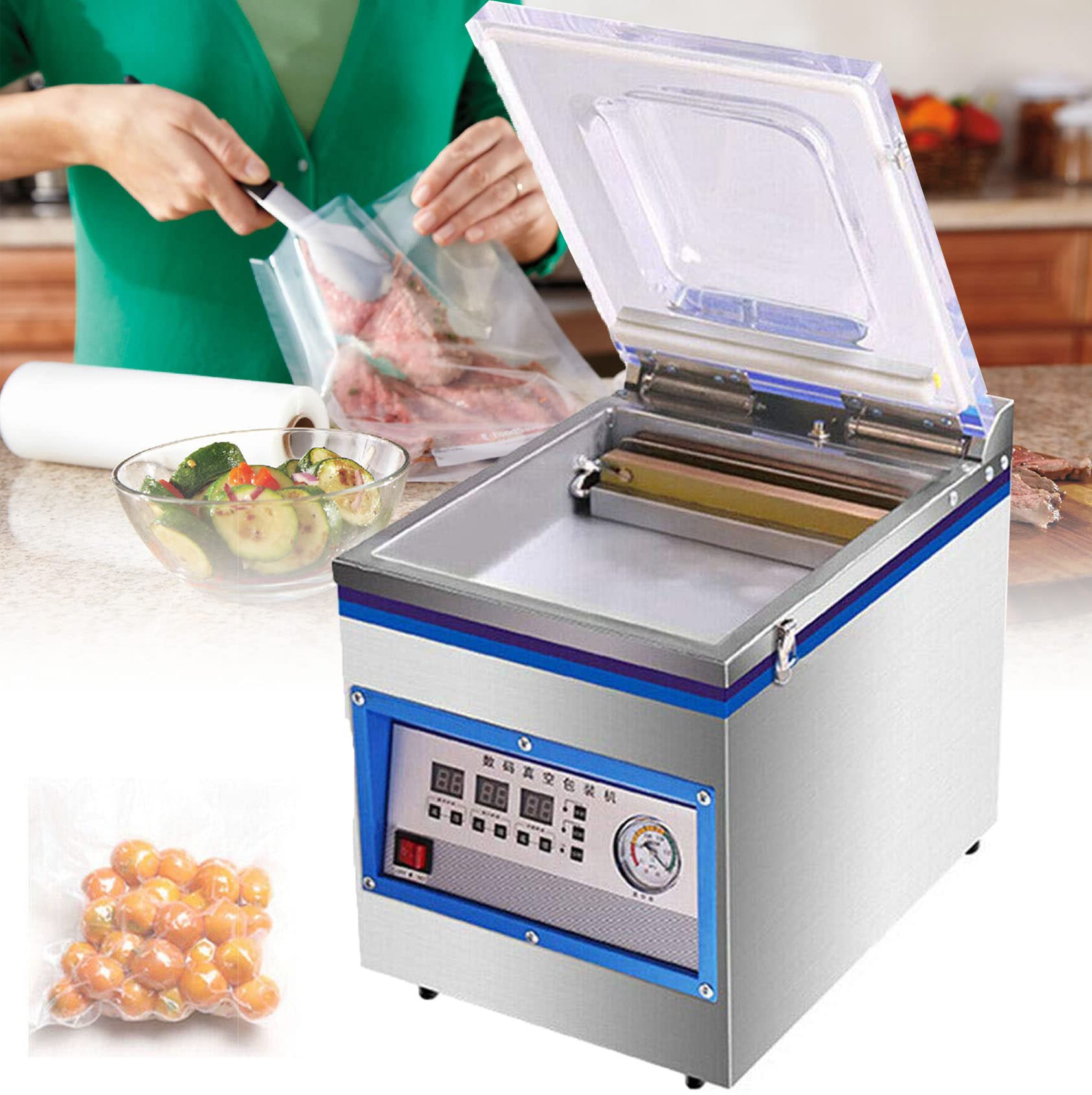 ASerZenith Vacuum Sealer, Kitchen Food Chamber Vacuum Sealer, Packaging Machine Sealer, Automatic Food Package Device Desktop Food Machine