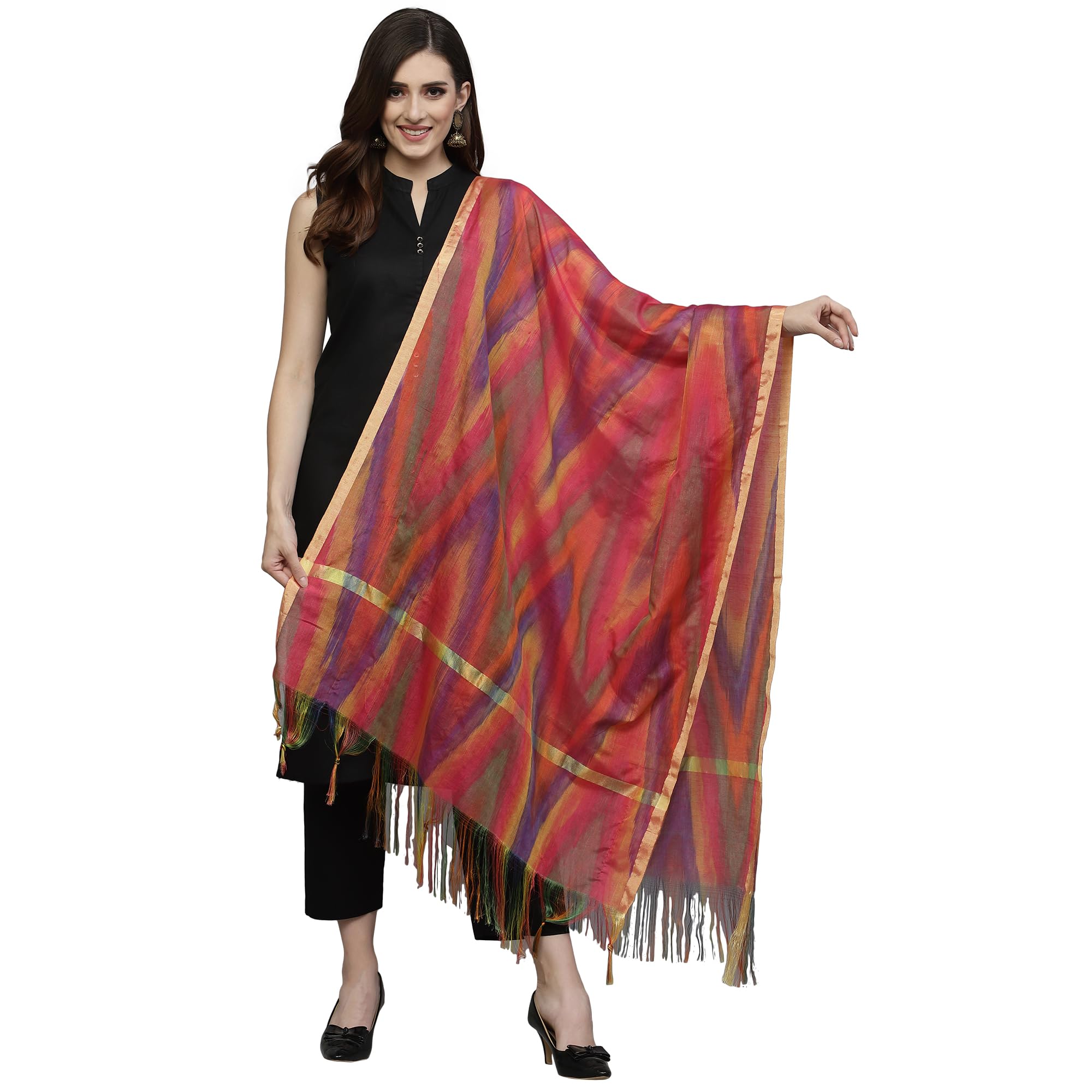 Stylum Women's Self Design Silk Blend Dupatta (Pinktola_Pink)