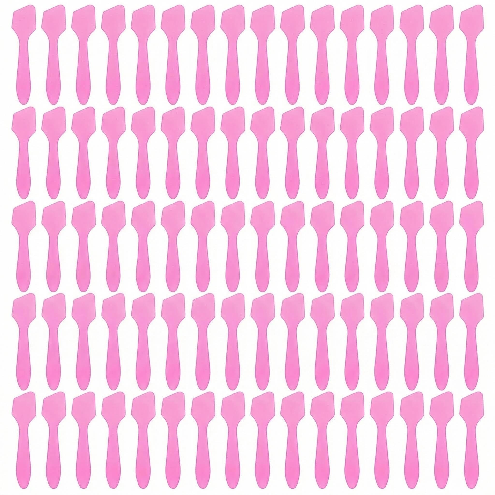 100Pcs 8cm/3inch Pink Disposable PP Cosmetic Spoon Mask Spatula Mini Facial Cream Scoop Mud Mask Stirrer Muddler Applicator for Skin Care