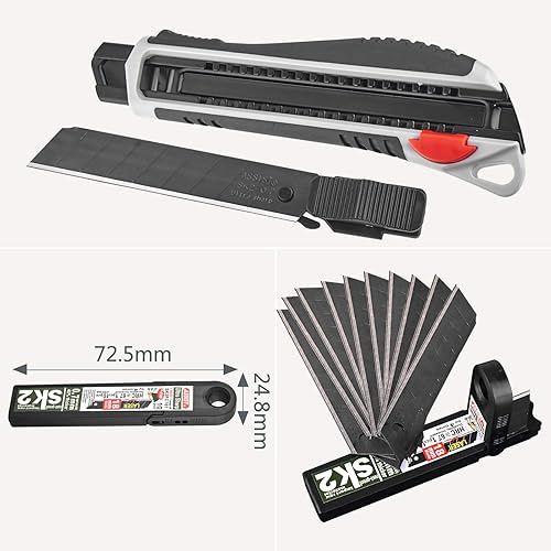 Miniatura 4 de ASSIST Cortador de caja resistente, cuchillo retráctil de 0.709 in, con 10 cuchillas ultra afiladas a presión, mango antideslizante de goma