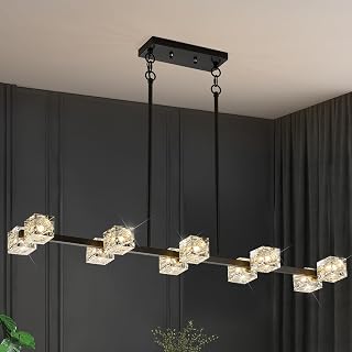 Black Gold Crystal Sputnik Chandelier 10-Light 43" Pendant Light