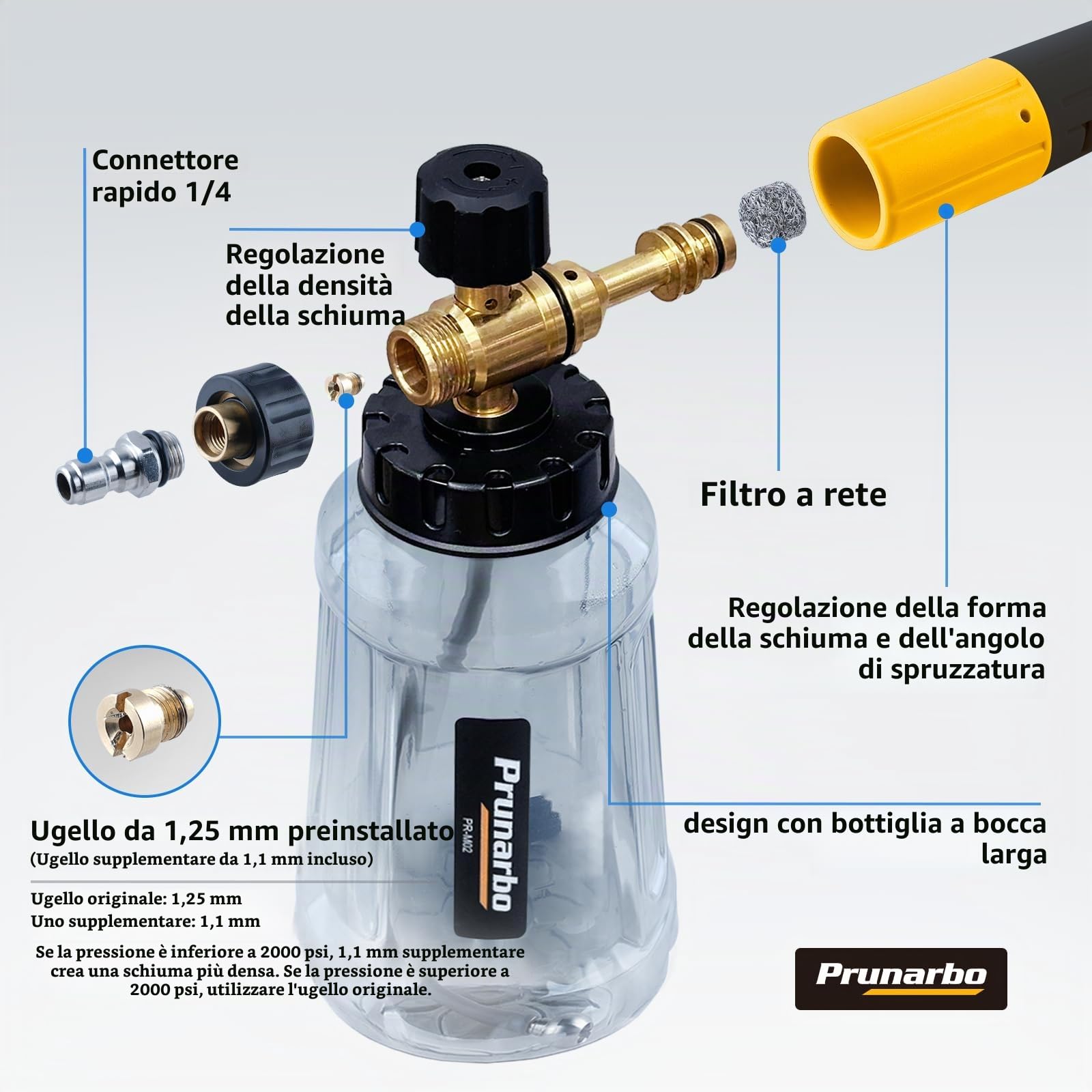 Pistola Per Idropulitrice Compatibile Con Kärcher K2-K7 | Con Cannone A Schiuma, Ideale Per Auto, Moto, Cortili E Mobili Da Giardino, Include 5 Ugelli Per Diversi Tipi Di Pulizia