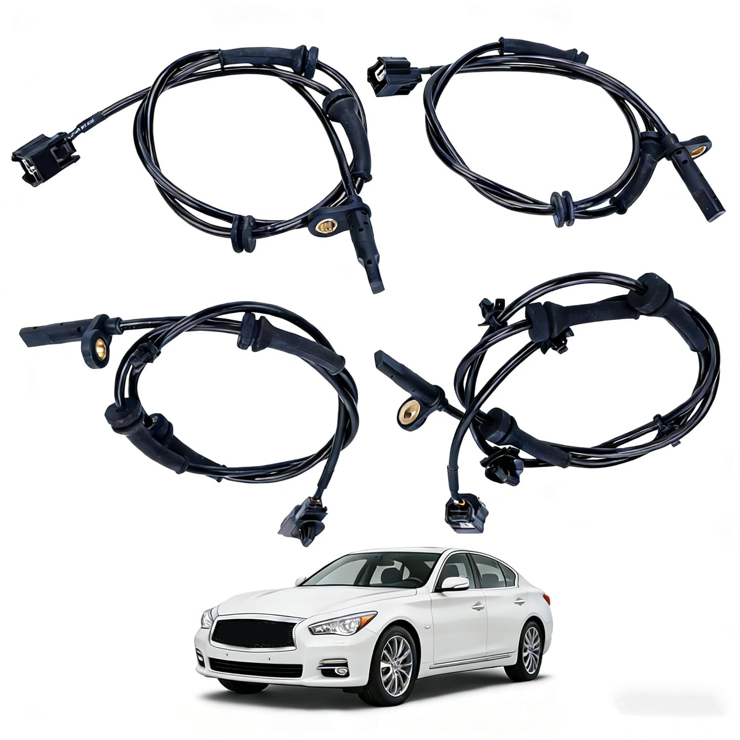 4Pcs ABS Wheel Speed Sensor, Anti-Lock Brake Speed Sensors for Infiniti JX35 2013/QX60 2014-2019, for Nissan Pathfinder 2013-2020, Front Rear Right & Lef Set, Replace ABS196 ABS197 ABS198X2