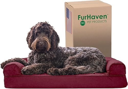 Miniatura 32 de Furhaven Cama para perros de espuma viscoelástica para perros medianos/pequeños con refuerzos extraíbles y funda lavable, para perros de hasta 35