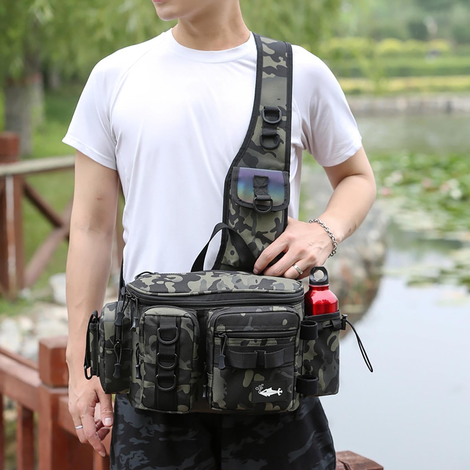 Torba wędkarska Fanny Pack, uchwyt na wędkę, torba wędkarska, torba na | na kemping, polowanie, wędkowanie na świeżym powietrzu, duży., G, Patrz opis