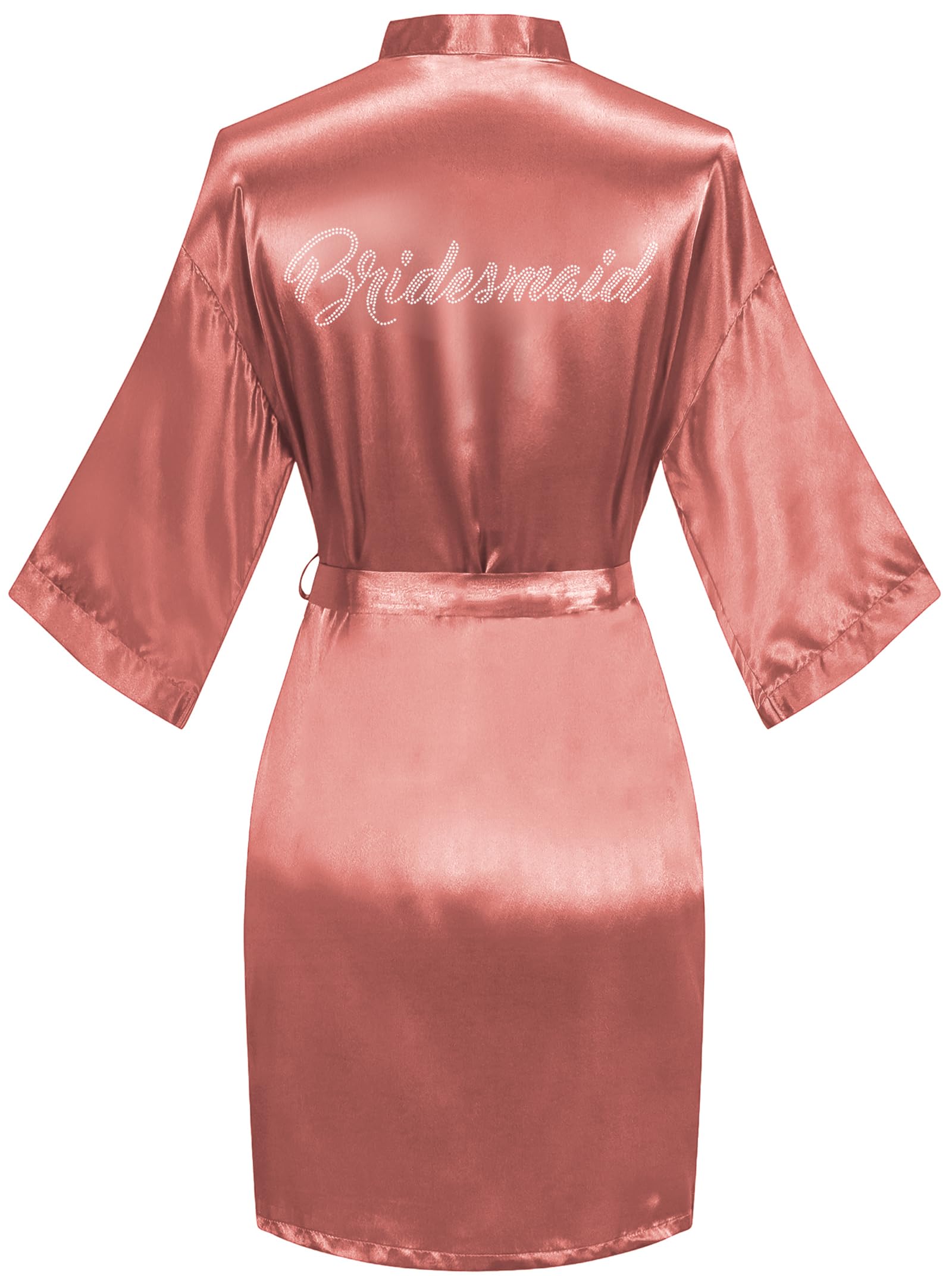 goodmansam Women's Silky Robes One Size Silver Rhinestones Bride Bridesmaid Sleepwear for Wedding Party Getting Ready