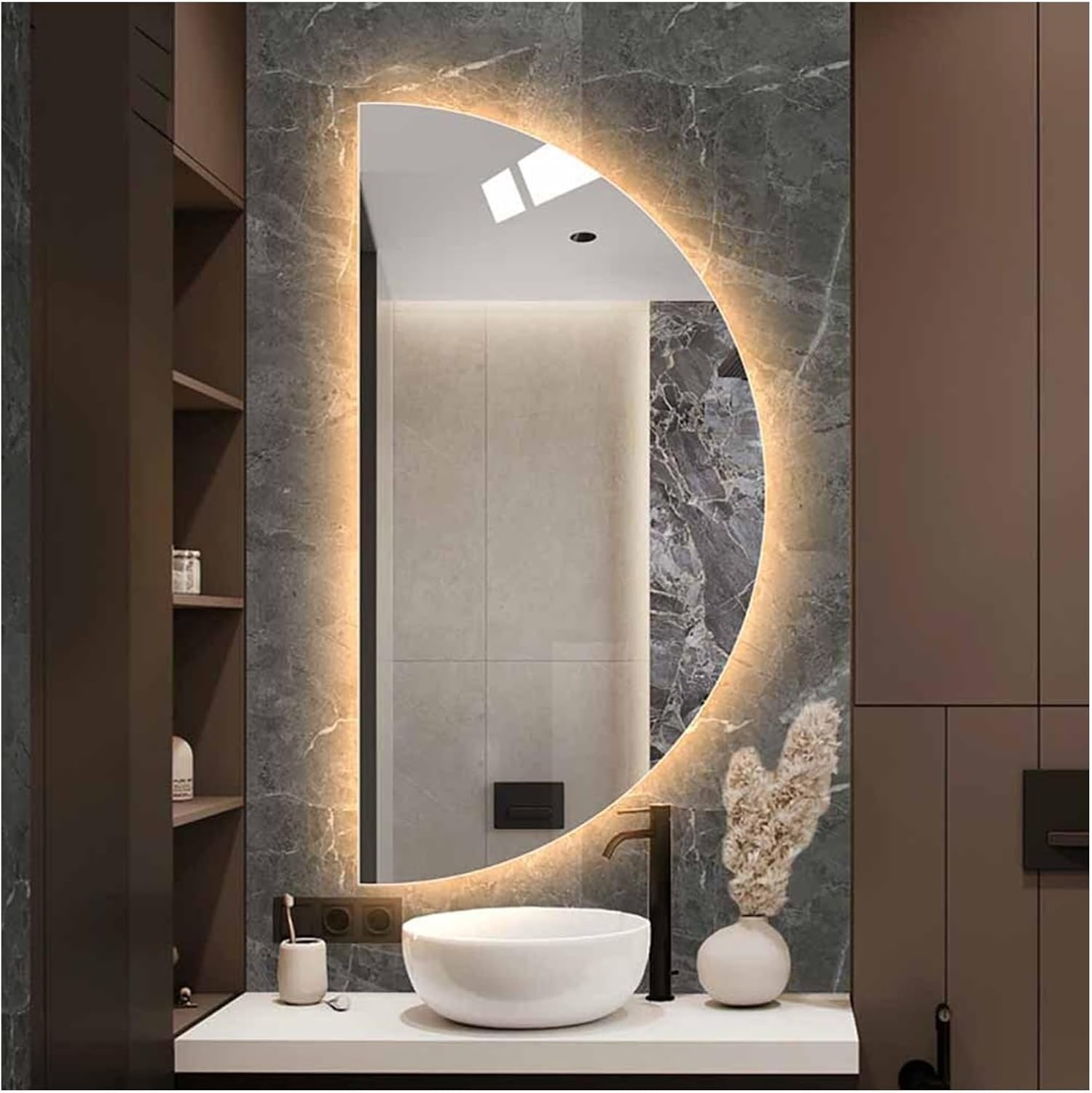 GOYUXV LED Mirror, Bathroom Semicircle Wall Mirror, with