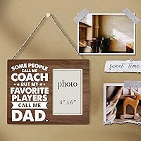 Vista 5 de Zauly Marco de fotos de madera para papá entrenador regalo de hija e hijo, mis jugadores favoritos Call Me Dad Marco de fotos de madera regalos