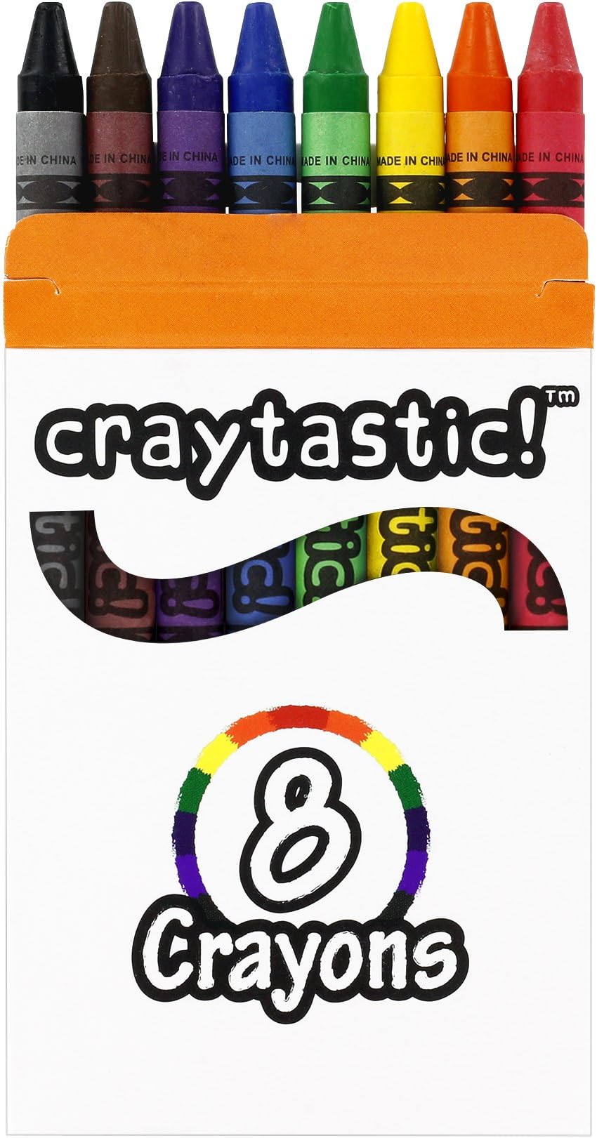 Craytastic! Bulk Crayons, 30 Individual Boxes of 8 colors/count Class Pack - Full Size, Premium (Red, Yellow, Green, Blue, Purple, Brown, Black) SAFETY TESTED COMPLIANT WITH ASTM D-4236