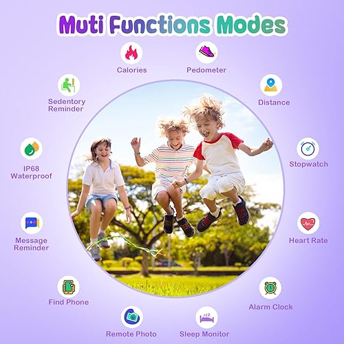 Miniatura 2 de Reloj inteligente de seguimiento de actividad física para niños, reloj inteligente impermeable con podómetro, ritmo cardíaco, seguimiento del sueño,