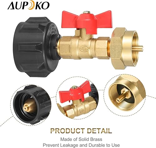 Miniatura 5 de Aupoko QCC1 Adaptador de presión de recarga de propano acoplador, para parrilla de campamento, tanque de botella de propano de 1 libra, cilindro de
