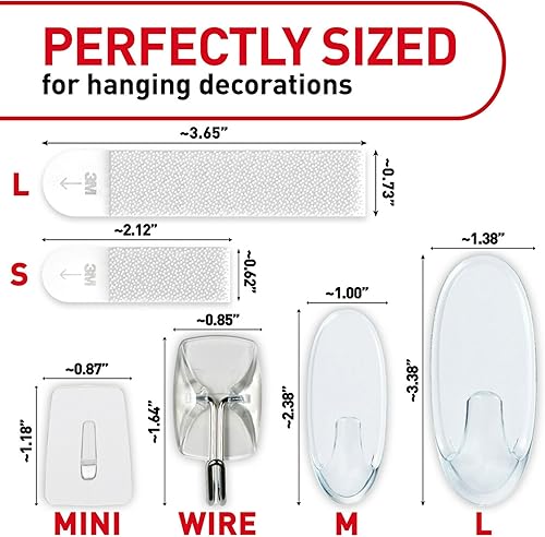 Vista 2 de Command Clear - Paquete de ganchos y tiras variados para colgar hasta 19 artículos, organiza sin daños