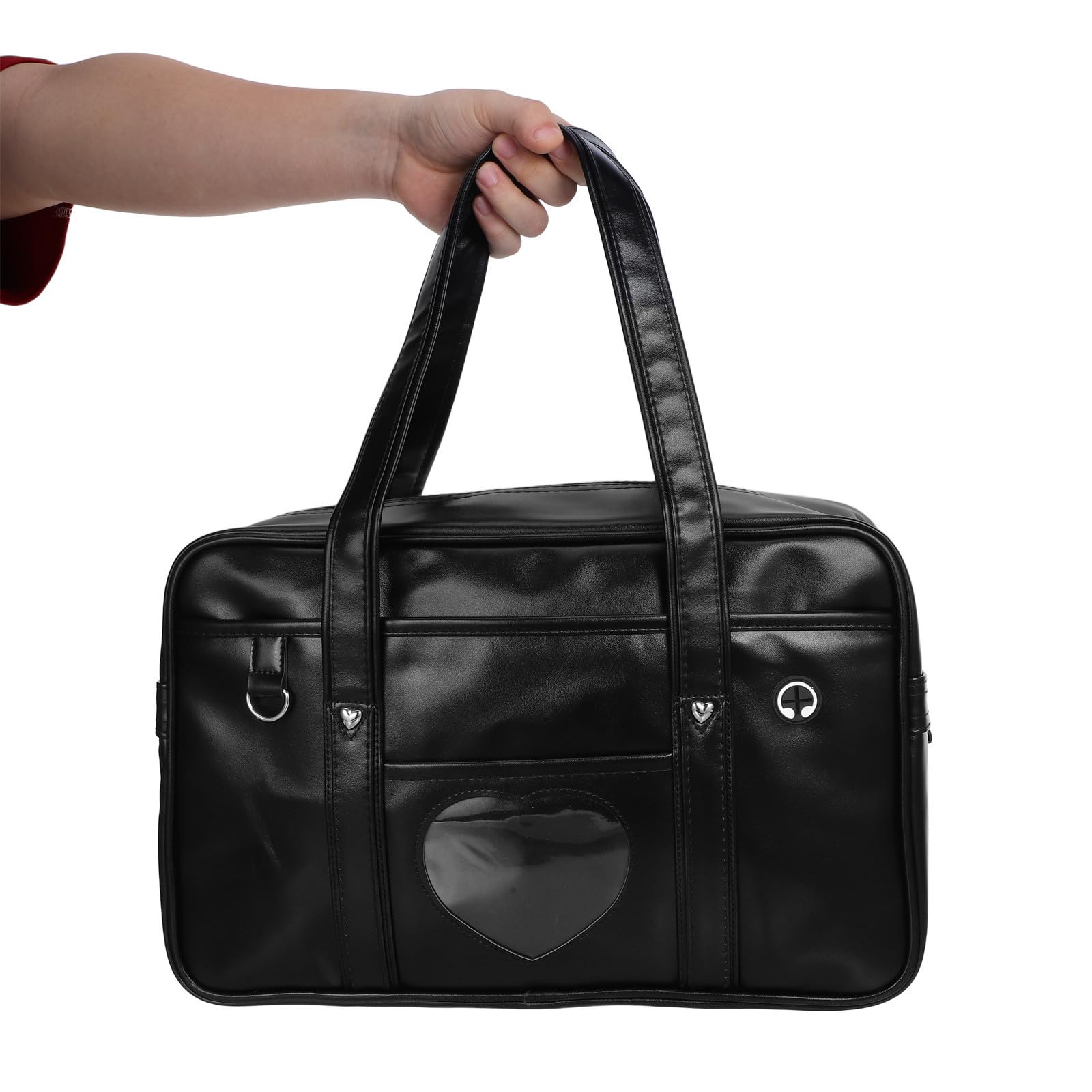 Borsa Porta Laptop Donna Cuore in Pu Grande Capacità Tracolla Comoda Stile Giapponese per Lavoro e Scuola