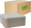 ECO PRODUCTS Compostable Vanguard 13x7 Pizza Clamshell To Go Containers, Case of 200, Flatbread Take Out Food Box, White Renewable Molded Fiber, No-Added PFAS, ASTM Compliant, BPI-Certified