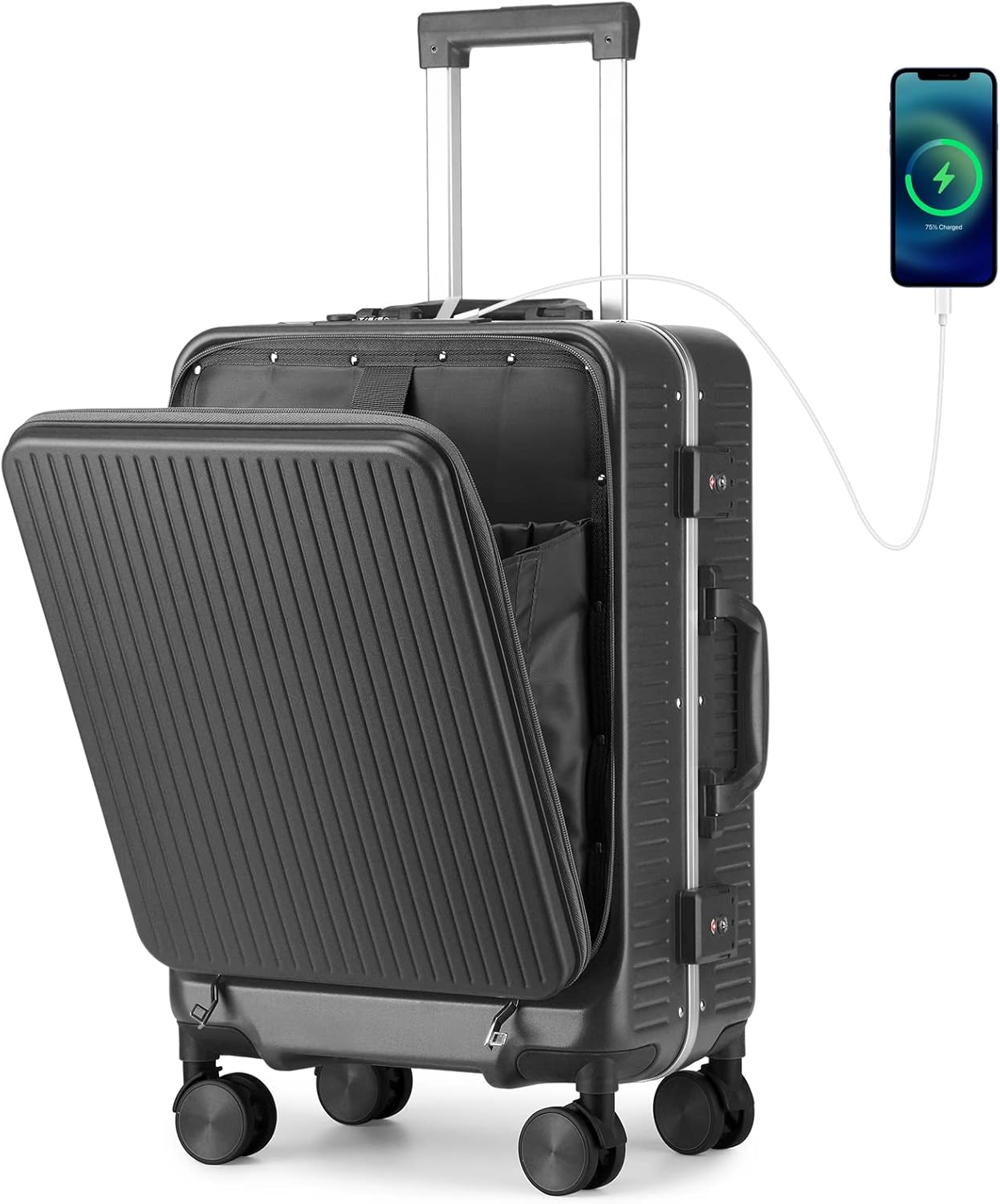 LARVENDER Carry on Luggage with Front Laptop Compartment