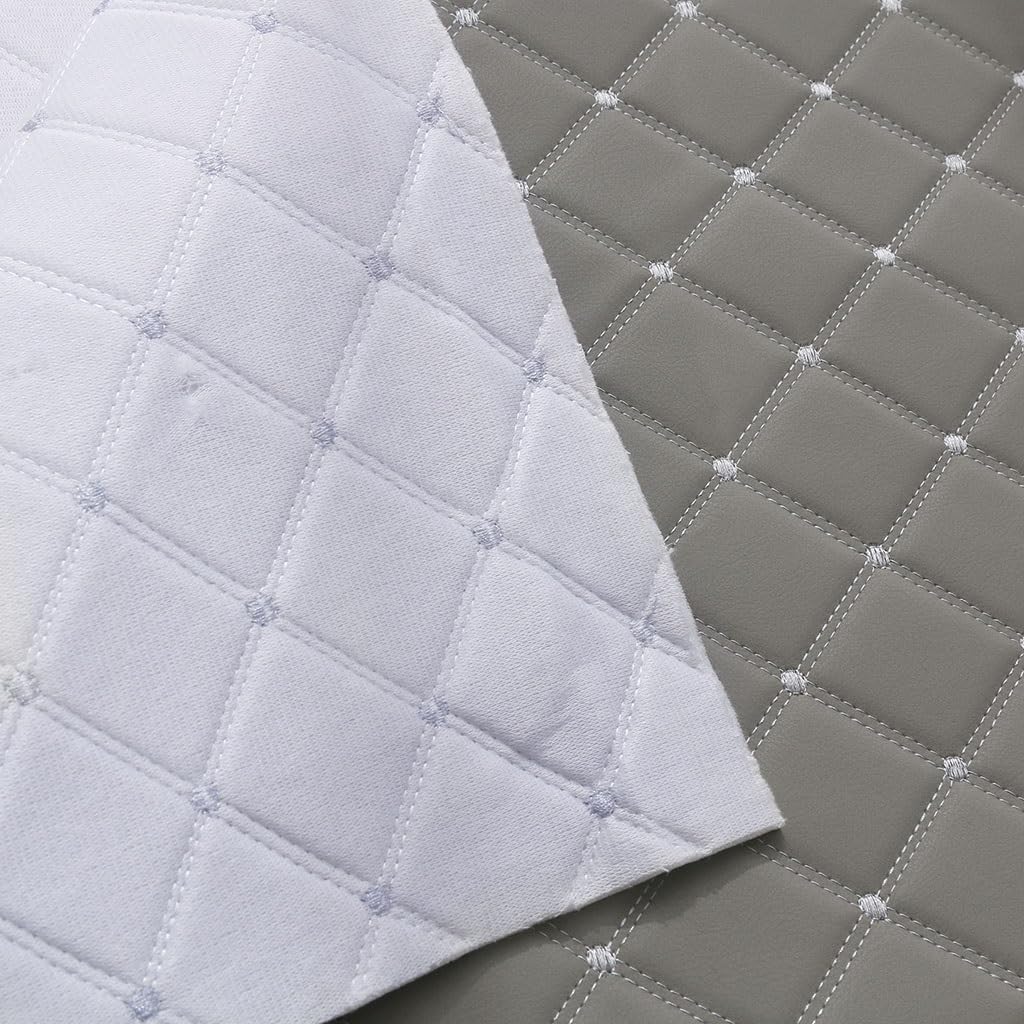PU in Ecopelle Tessuto Trapuntato in Pelle a Punto Diamante Imbottito con Spugna, Ristrutturazione Soffitto Modifica Tappezzeria Auto(Beige,1.6x6m)