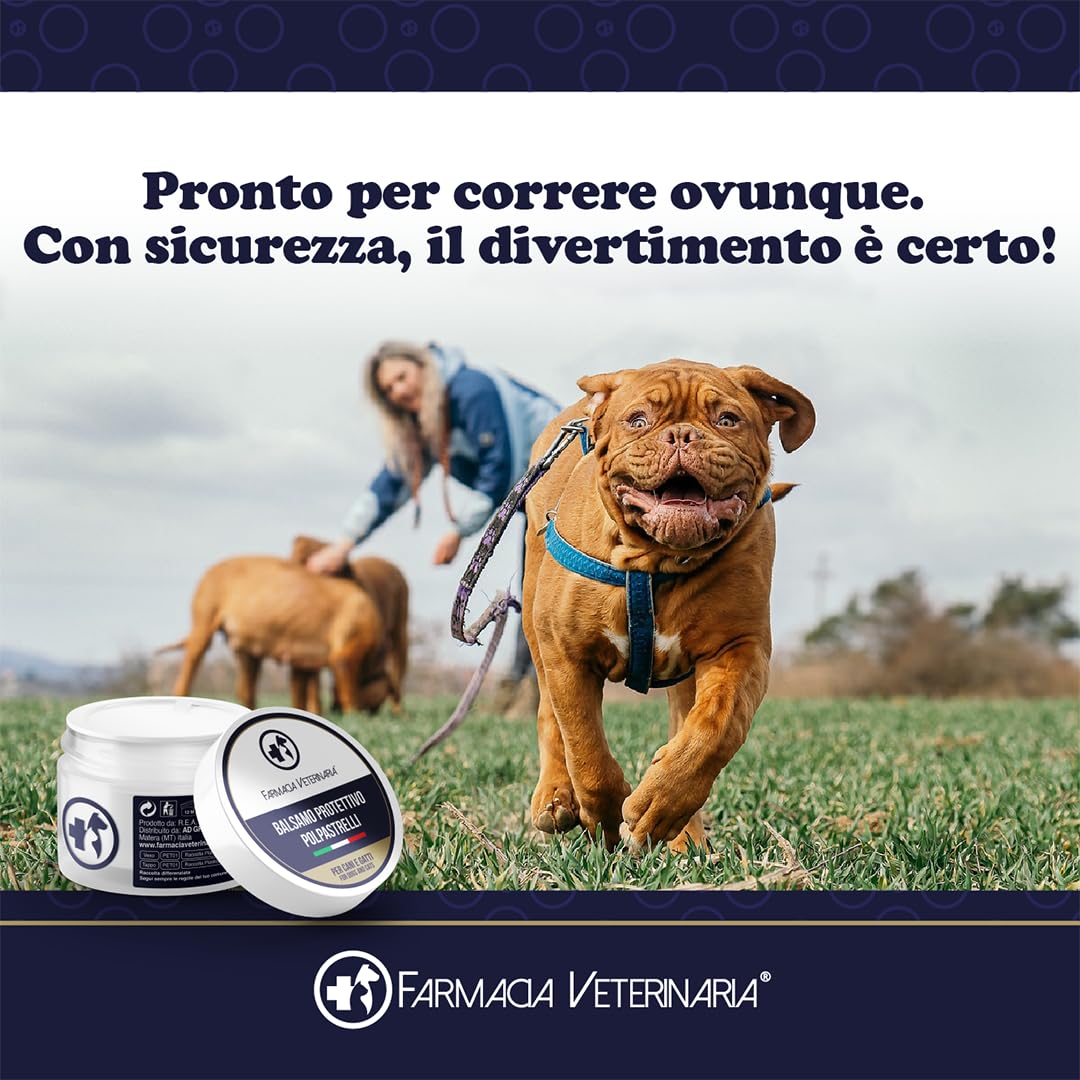 Farmacia Veterinaria Crema Polpastrelli Cane Protettiva per Il Caldo - Balsamo Zampe e Naso, Protezione da Asfalto, Neve e Secchezza, Ideale per Cani e Gatti - 50ml