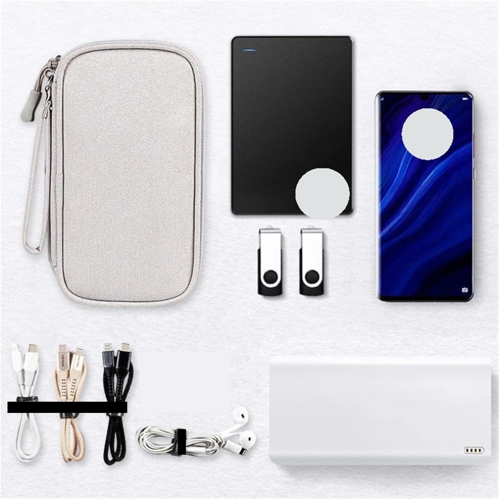 Borsa Organizer Per Cavi Borsa For Cavi Da Viaggio Custodia Digitale Portatile Caricabatterie Dati Organizzatore Accessori Elettronici Impermeabile(2 Layer-Black)
