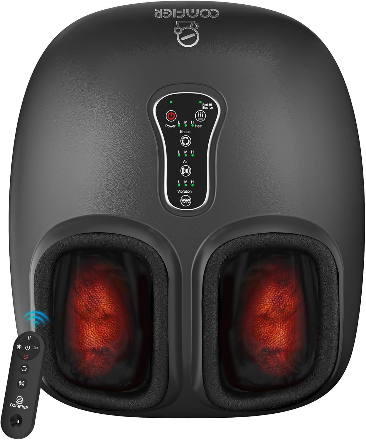 COMFIER Shiatsu Foot Massager with Heat, Kneading Rolling,Vibration, Compression,Remote Control,Foot Massage for Neuropathy,Plantar Fasciitis,Gift for Men Size 13“ CF-5212RC4