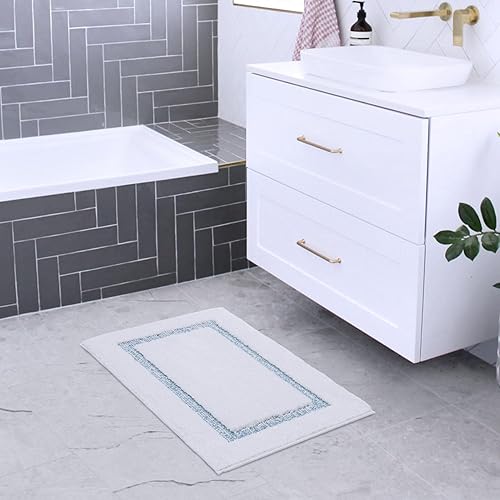 Miniatura 2 de FRESHMINT Alfombra de baño con borde copetudo, de 17 x 24 pulgadas, antideslizante, para suelo de baño y bañera, tapete de ducha absorbente de agua,