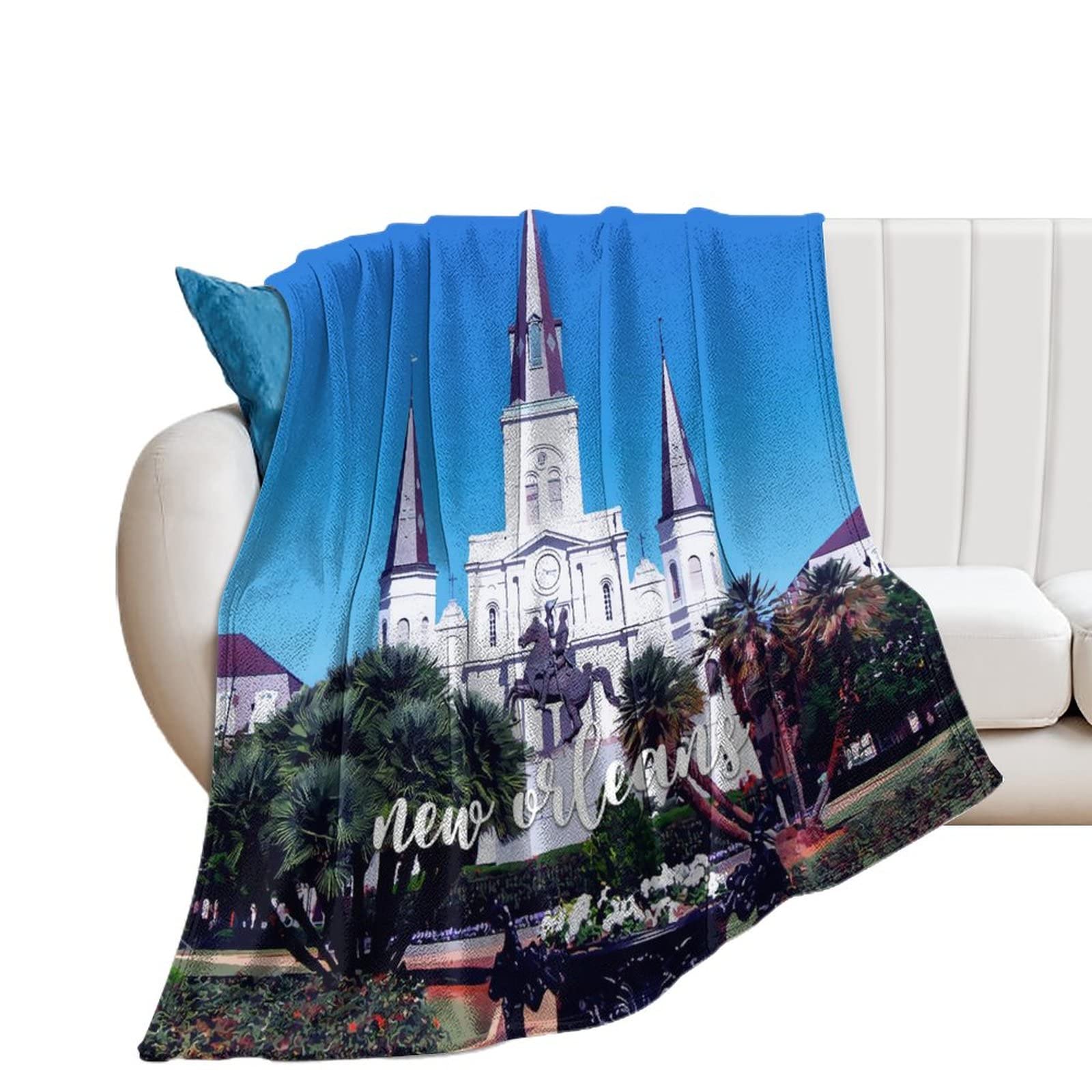 Couverture New Orleans flanelle chaude contre le froid pour fauteuil et lit